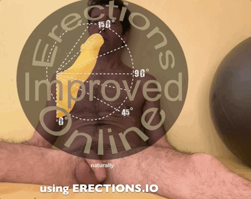 Gif image showing hands free erection on demand by the Erection Coach at ERECTIONS.IO, partially obscured