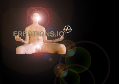 Naked man with light emanating from mind and penis to signify the psychological aspects of erection coaching